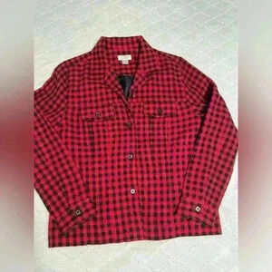 Red and black gingham jacket with 2 front working pockets, size M